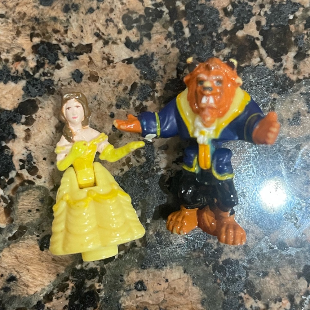 Vintage beauty and beast Polly pocket figures - bluebird
